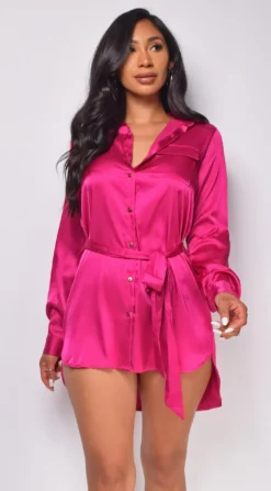 Drea Pink Satin Shirt Dress 6 Drea Pink Satin Shirt Dress -Deals Dress Store DSC 0003copy scaled