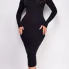 Delia Black Long Sleeve Midi Dress