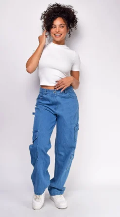 Mimi Blue Cargo Denim Jeans
