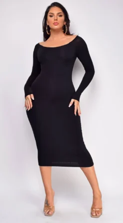 Delia Black Long Sleeve Midi Dress -Deals Dress Store DSC 0046copy