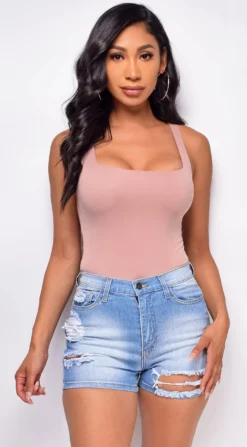 Juliana Dusty Pink Square Neck Bodysuit