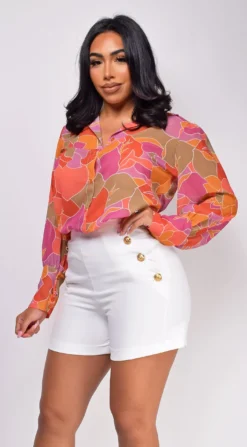 Lotus Orange Multi Color Button Up Blouse Top 7 Lotus Orange Multi Color Button Up Blouse Top -Deals Dress Store DSC 0061 5 copy scaled