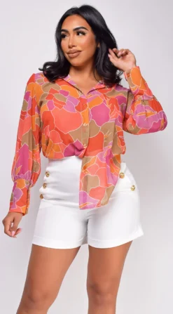Lotus Orange Multi Color Button Up Blouse Top 6 Lotus Orange Multi Color Button Up Blouse Top -Deals Dress Store DSC 0068 1 copy scaled