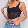 Janice Black Mesh Corset Top