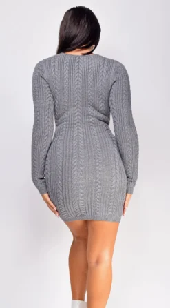 Novia Grey Knit Cable V Neck Sweater Mini Dress -Deals Dress Store DSC 0076 2 copy 0a58ac5a 9171 454e a857 258c6114475f