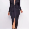Brielle Black Deep Plunge Front Knot Dress