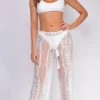 Long Island White Mesh Lace Cover Up Pants
