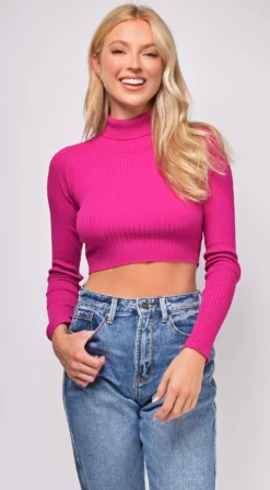 Amani Magenta Purple Ribbed High Neck Crop Sweater Top -Deals Dress Store DSC 0089 4 copy scaled