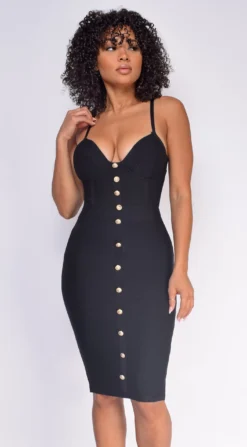 Nelinha Black Button Bandage Dress