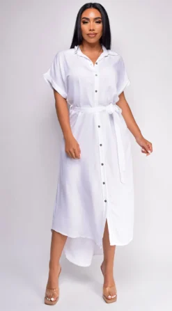 Blakely White Button Down Shirt Dress