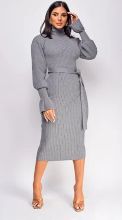 Sabriana Grey High Neck Midi Dress -Deals Dress Store DSC 0131 1 copy