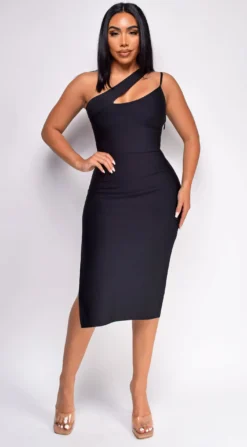 Davina Black Bandage Midi Dress