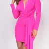 Enola Pink Front Drape Mini Dress