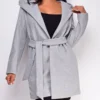 Aydin Grey Hoodie Tie Waist Coat