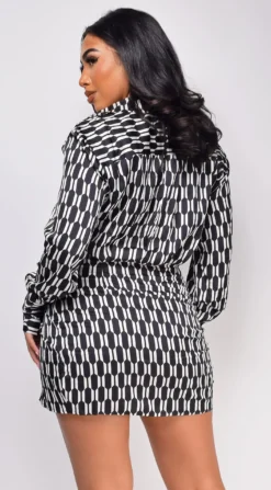 Trust Black White Geo Print Long Sleeve Satin Mini Dress -Deals Dress Store DSC 0186 3 copy scaled