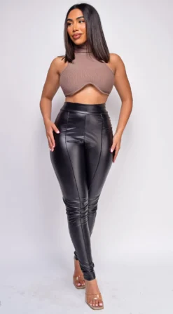 Angela Black PU Leather Pants