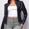 Sona Black Classic Faux Leather Jacket
