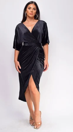 Arella Black V Neck Velvet Midi Dress -Deals Dress Store DSC 0200 b899957d 392c 4e73 b497 cf903fd6b77f