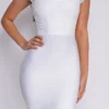 Makenna White Lace Cap Sleeve Bandage Dress