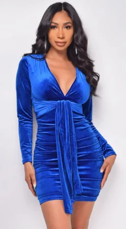 Naira Navy Blue V Neck Velvet Dress -Deals Dress Store DSC 0219copy scaled