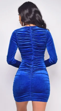 Naira Navy Blue V Neck Velvet Dress -Deals Dress Store DSC 0228 4 copy scaled