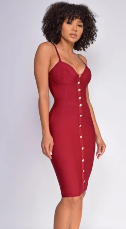 Nelinha Wine Red Gold Button Bandage Dress 6 Nelinha Wine Red Gold Button Bandage Dress -Deals Dress Store DSC 0242 2 scaled