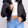 Tawny Black Puffer Faux Fur Jacket