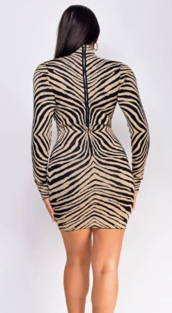 Zula Gold Black Animal Print High Neck Lurex Mini Dress -Deals Dress Store DSC 0255copy