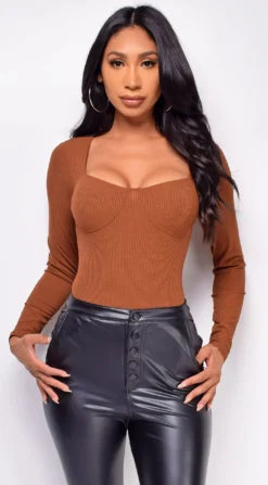 Indira Brown Bodysuit