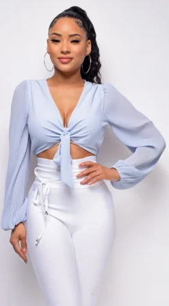 Alexi Blue Front Tie Top