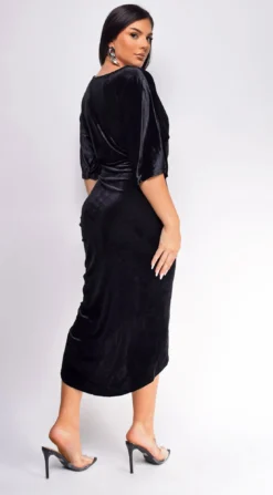 Arella Black V Neck Velvet Midi Dress -Deals Dress Store DSC 0293 3 copy