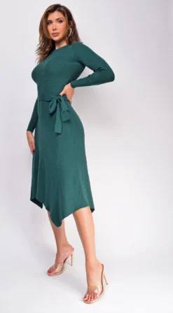 Lyia Green Ribbed Flare Sweater Midi Dress -Deals Dress Store DSC 0308 1 copy 35541a00 5774 4e32 bac9 5805355b5dce