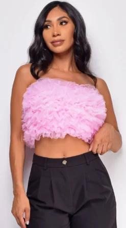 Deals Dress Store 36 Ryan Pink Mesh Tulle Tube Top