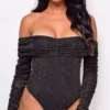 Alexandria Black Sparkle Bodysuit