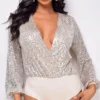 Harlow Silver Sequin Bodysuit