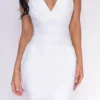 Jeaneen White Halter Bandage Dress