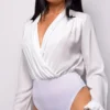 Sanibel White Chiffon Surplice Bodysuit