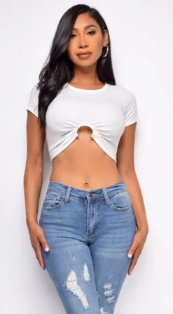 Friday Fever White Ring Detail Top