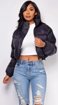 Miguel Black Puffer Bomber Jacket