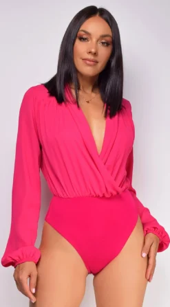 Sanibel Pink Chiffon Surplice Bodysuit
