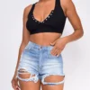 Georgia Blue Ripped Destroyed High Waist Denim Shorts