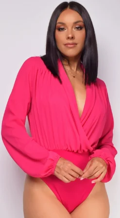 Sanibel Pink Chiffon Surplice Bodysuit 5 Sanibel Pink Chiffon Surplice Bodysuit -Deals Dress Store DSC 0376copy