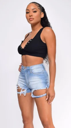 Georgia Blue Ripped Destroyed High Waist Denim Shorts -Deals Dress Store DSC 0383 4 scaled