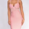 Casella Pink V Neck Bustier Mesh Bandage Dress