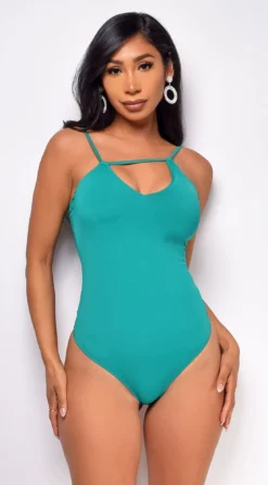 Aislinn Green Strappy Bodysuit
