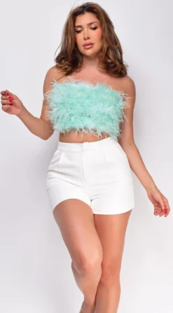 Stacie Mint Green Feather Tube Top -Deals Dress Store DSC 0446 1 copy