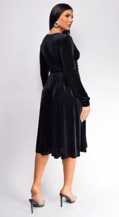 Peony Black V Neck Velvet Midi Dress -Deals Dress Store DSC 0459 2 Recoveredcopy