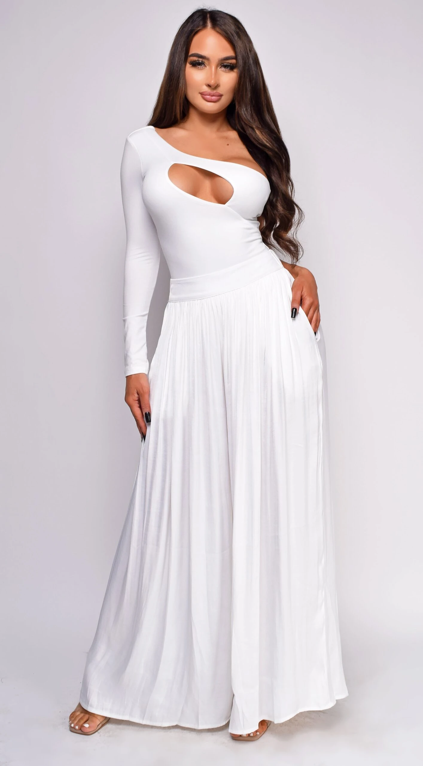 Paris White Pleated Wide Leg Pants 1 Paris White Pleated Wide Leg Pants