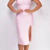 Ivy Pink One Shoulder Bandage Midi Dress