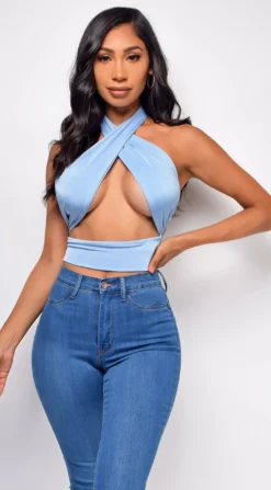 Ezili Blue Wrap Halter Top